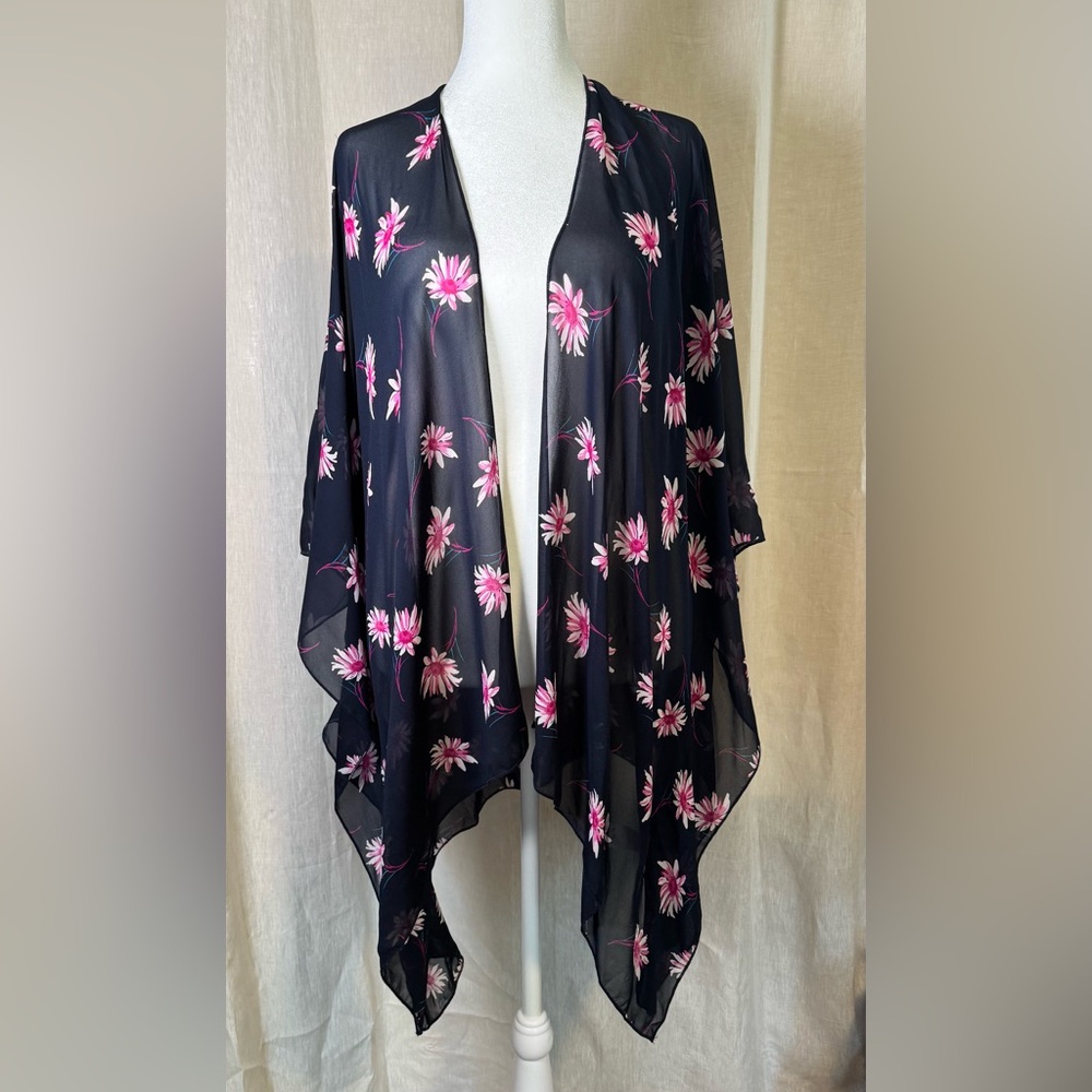 Karen Kane Berry Blue Floral Open Front Kimono – S/M – NWT